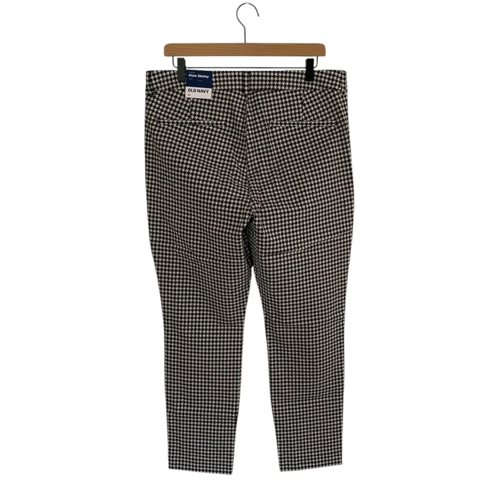 Old Navy Black & Cream Houndstooth High Rise Pixie Skinny Pants - Picture 3 of 8
